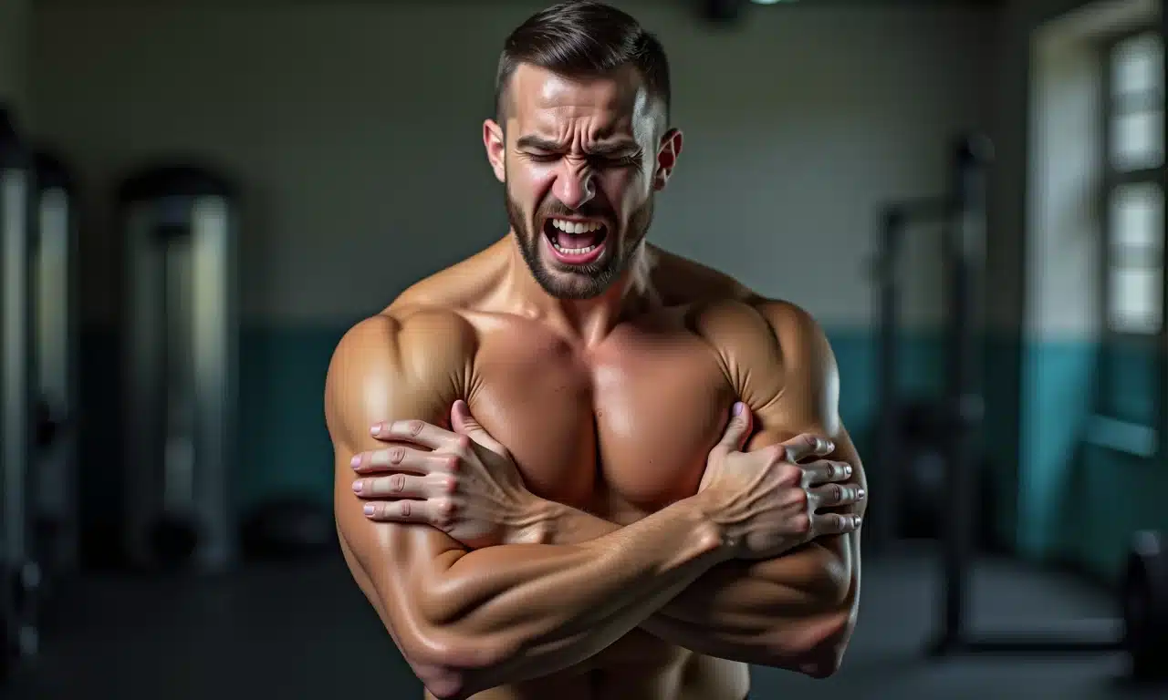 Atleta lutando contra maus hábitos no treino, mostrando desvantagens da memória muscular.
