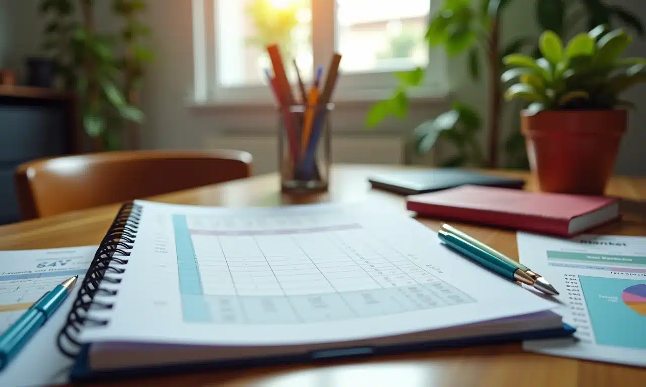 Orçamento detalhado em uma mesa em um apartamento brasileiro aconchegante.