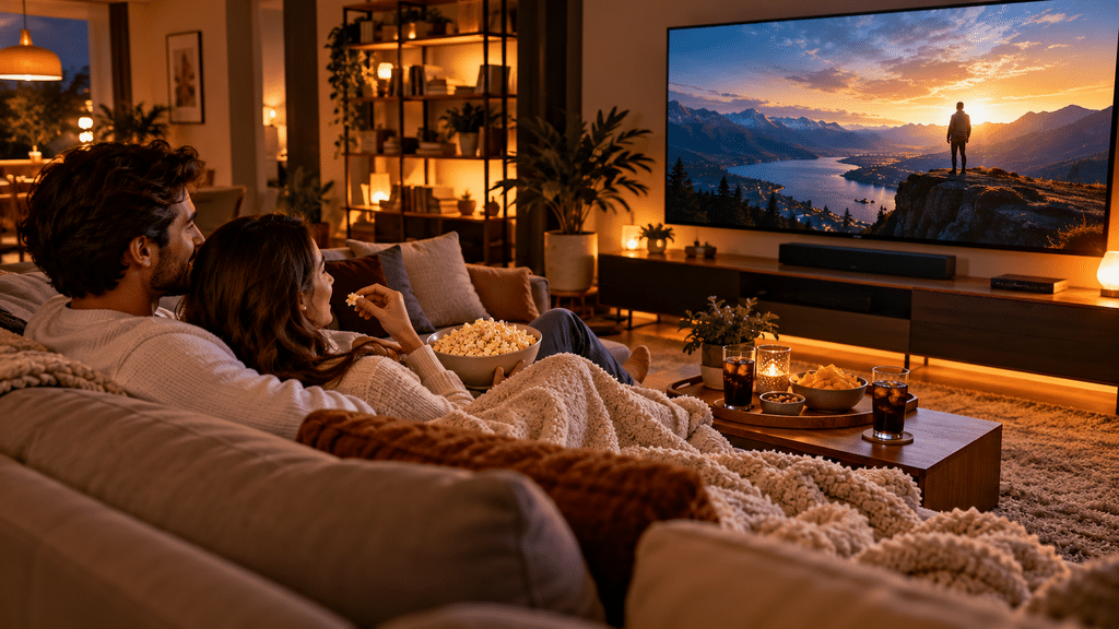 Como organizar uma noite de cinema em casa com conforto e boa experiência